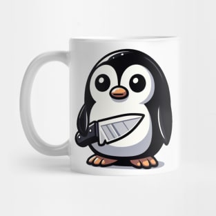 penguin with a knife Mug